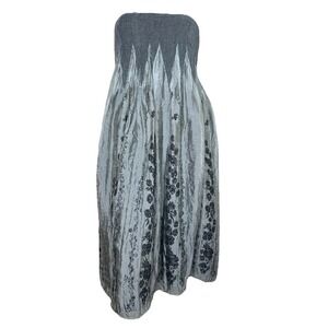 Lapis Fairy Boho Sz Grey Black Embellished Sequin Floral Tube Midi Dress Onesize